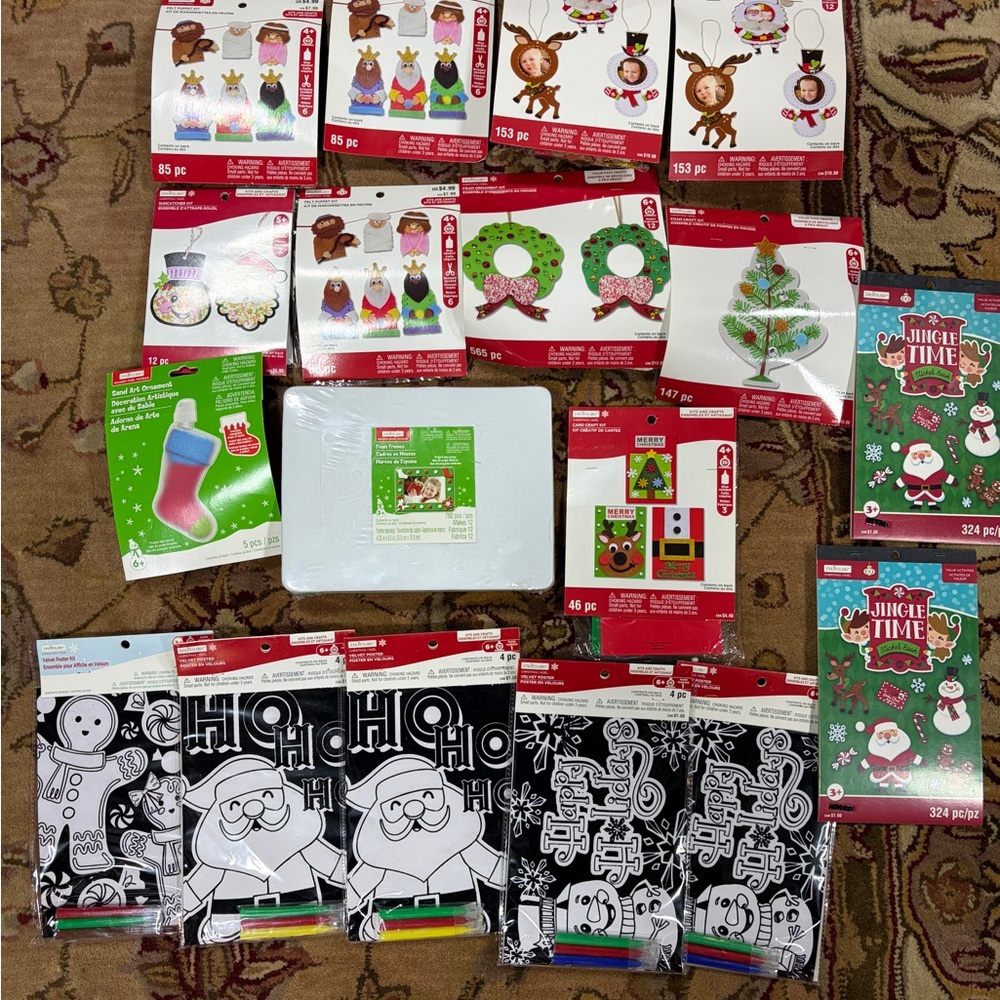 Lot of Christmas Arts & Crafts Kit with Santa and Reindeer Designs
